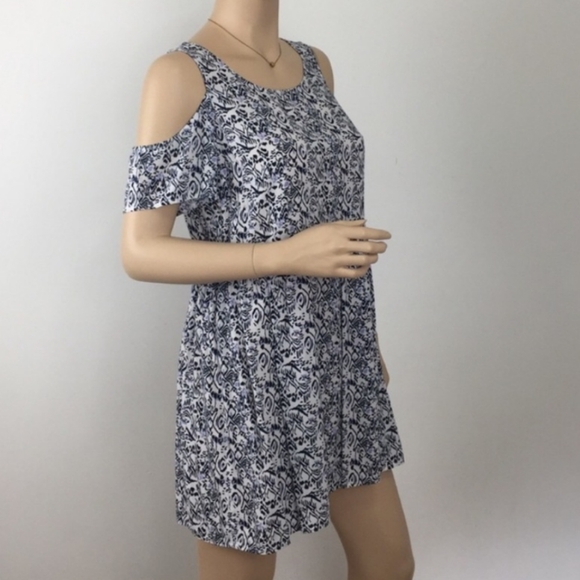 Doe & Rae Cold Shoulder Print Dress - Size Large Womens L - Picture 2 of 9